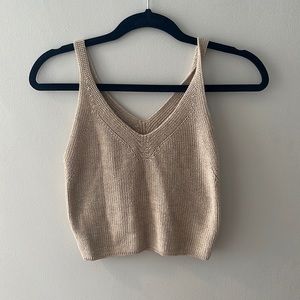 Beige knit crop top